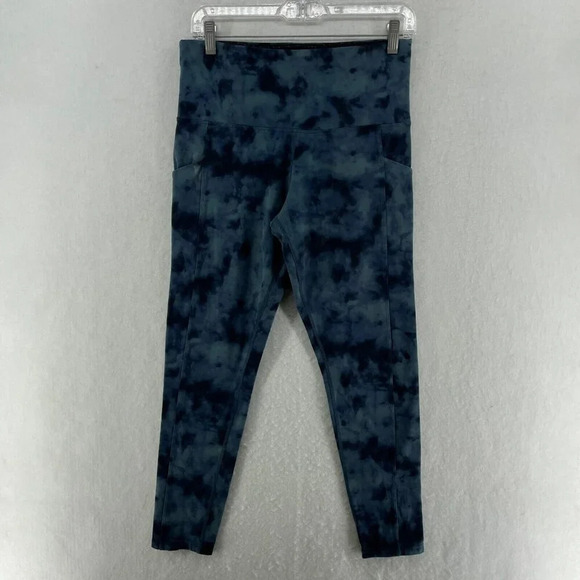 Tuff Athletics Leggings Womens M Blue Tie Dye High Waist Pockets Yoga Pants - Picture 1 of 11